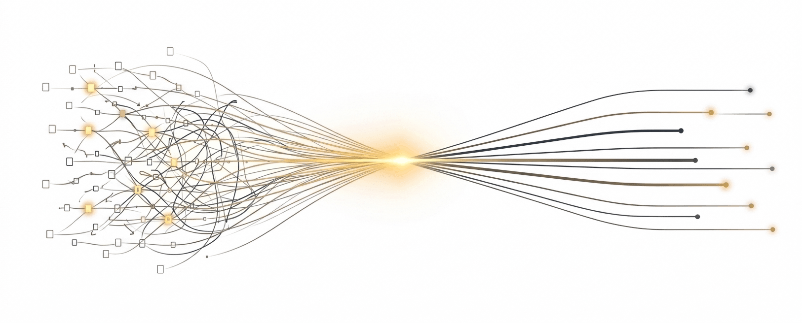 A visual representation of complexity transforming into clarity